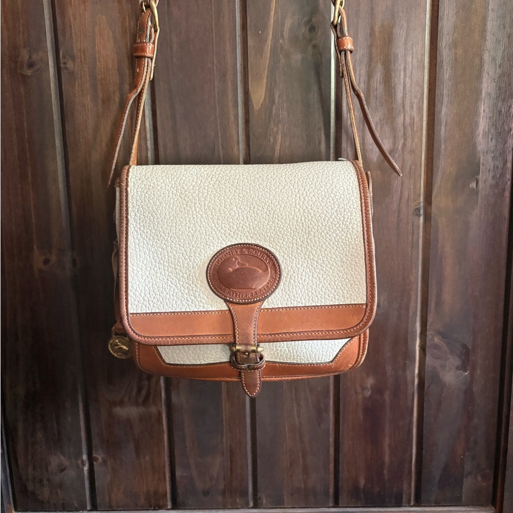 Dooney & Bourke Cream and Brown Leather Crossbody Bag